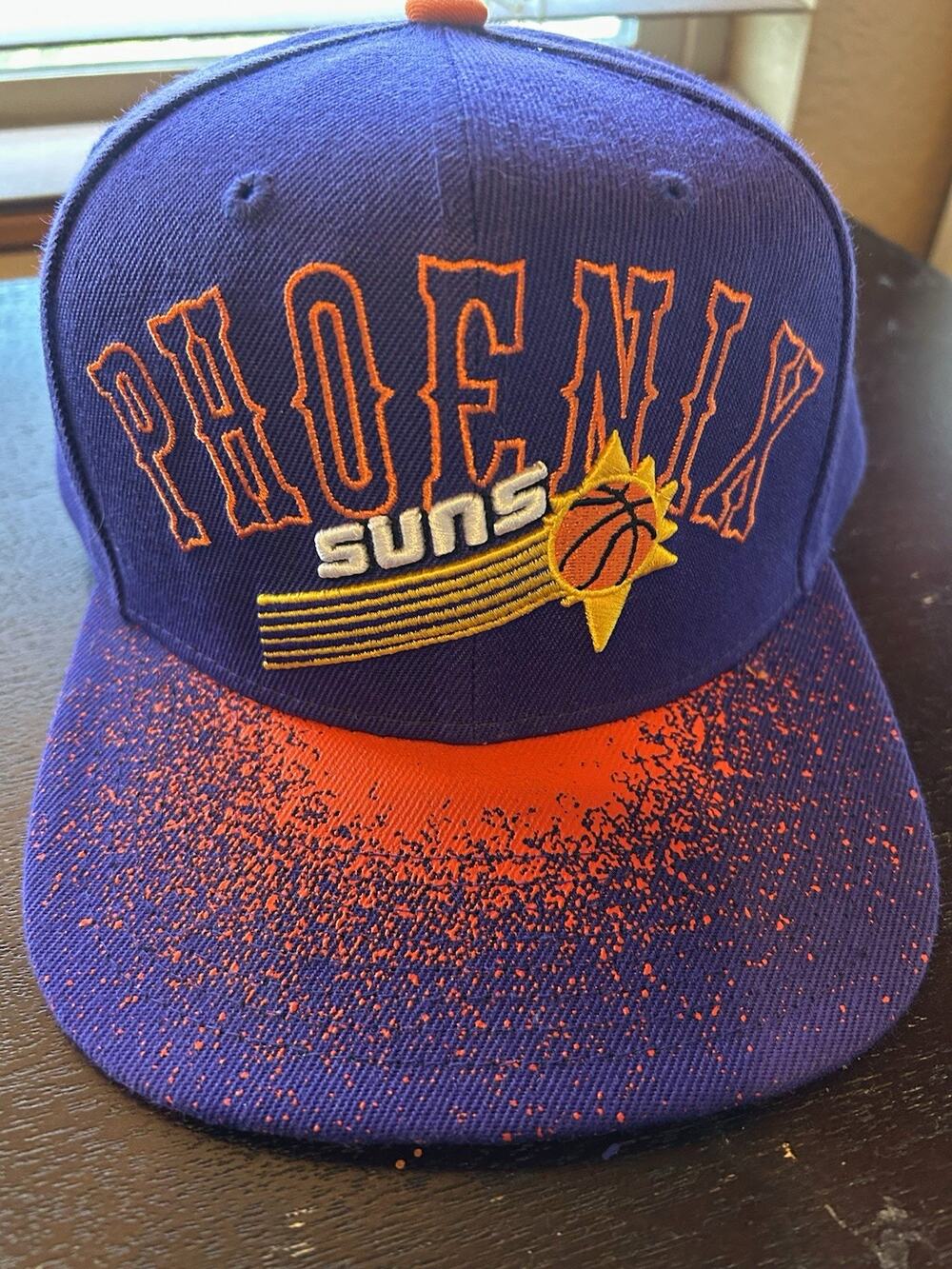 Mitchell & Ness Phoenix Suns Snapback Hat Spray Paint Splatter Purple Orange NBA
